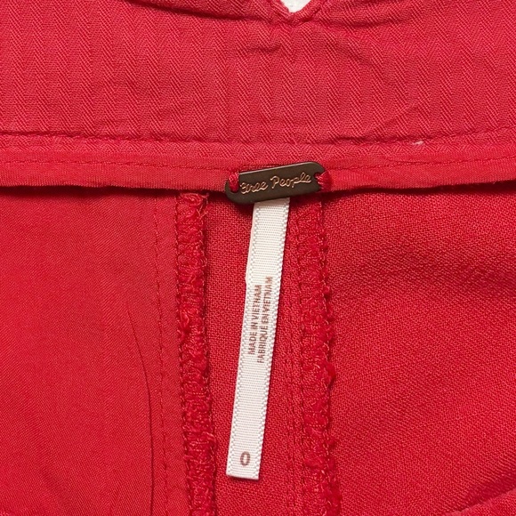 Free People Calla‎ Mid Rise Wide Leg Linen Blend Pleated Trousers Pants in Red - Picture 10 of 11